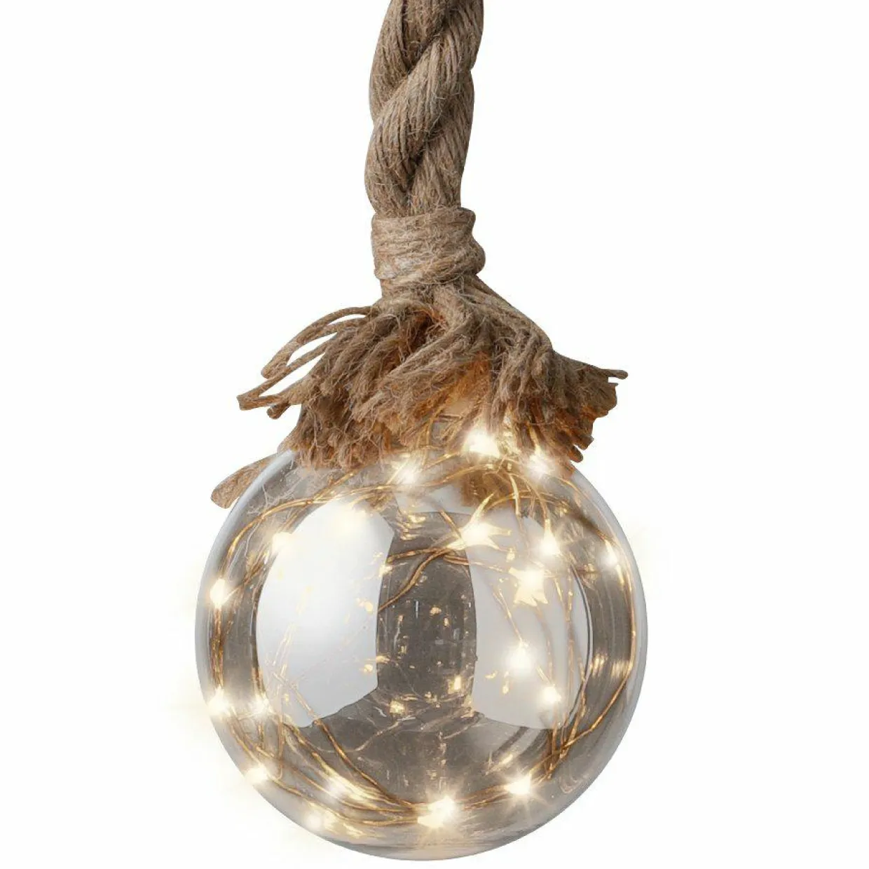 Suspension lumineuse à piles 30 LED (D14 cm) Boule de Noël ambrée Blanc chaud