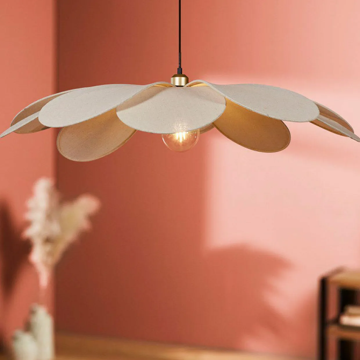 Suspension lumineuse pétale Lin (D90 cm) Horizonte Beige