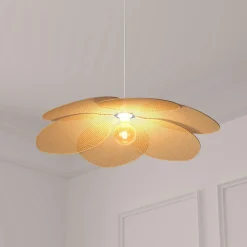 Suspension lumineuse pétales bambou (D62 cm) Rym Naturel