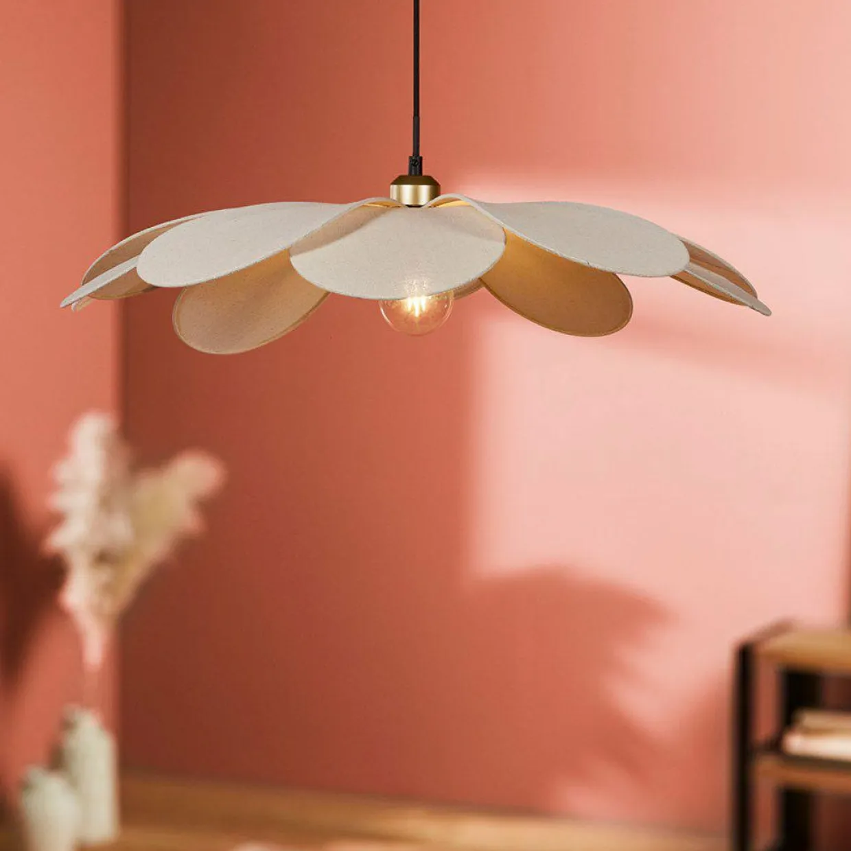 Suspension lumineuse pétal Lin (D60 cm) Horizonte Beige