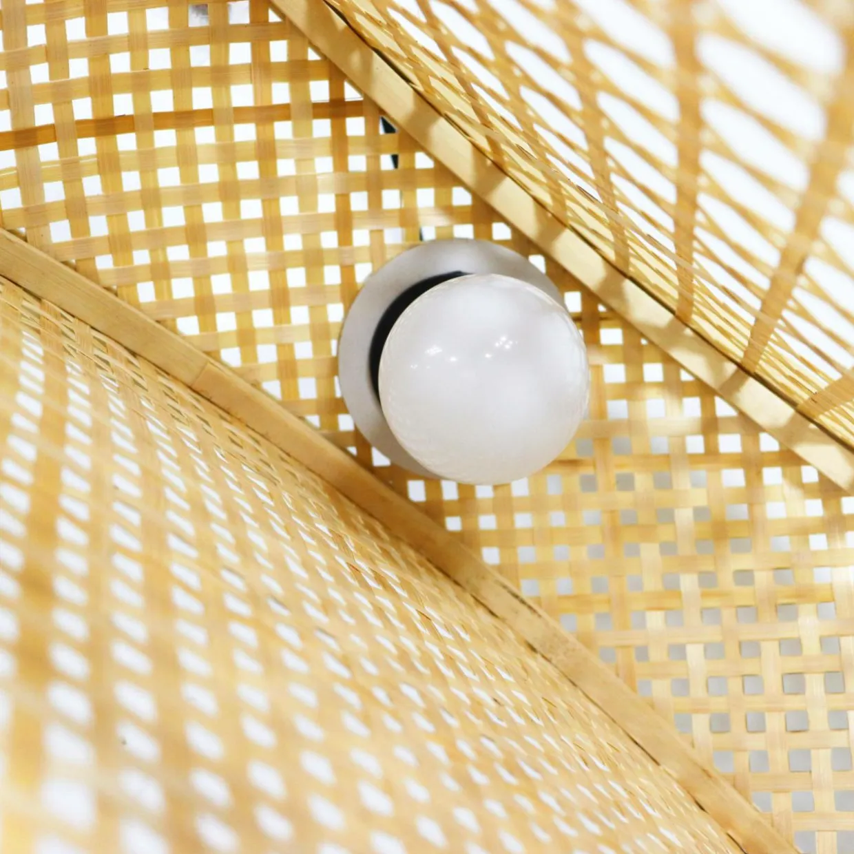 Suspension lumineuse ronde en bambou (D40 cm) Oraya Naturel