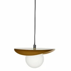 Suspension lumineuse ronde en métal (D22 cm) Nuba Or