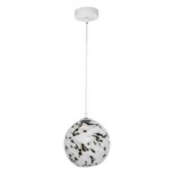 Suspension lumineuse verre et métal (D20 cm) Pepper Noire et blanche