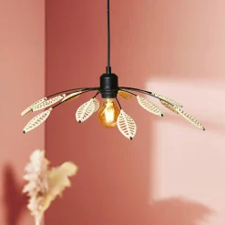 Suspension métal et pétales (D50 cm) Til Noir et beige