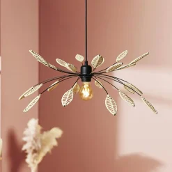 Suspension métal et pétales (D60 cm) Ellisse Beige