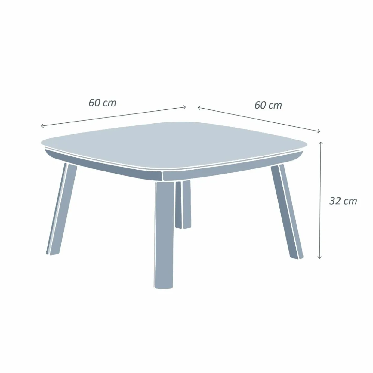 Table basse de jardin carrée aluminium Amalfi Blanc