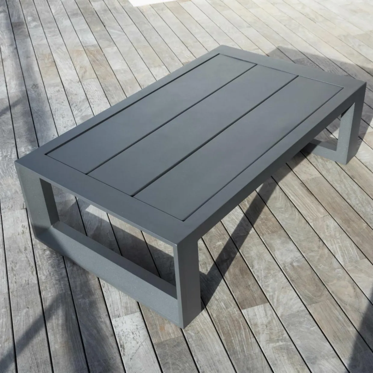 Table basse de jardin rectangulaire en alumininum (120 x 72 cm) Elba Gris anthracite