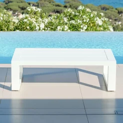 Table basse de jardin rectangulaire en alumininum (120 x 72 cm) Elba Blanc