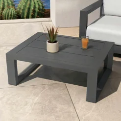 Table basse de jardin rectangulaire en alumininum (94 x 72 cm) Elba Gris anthracite