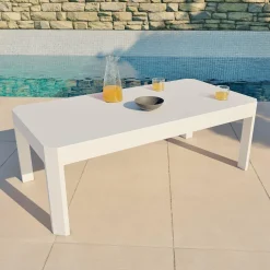 Table basse de jardin rectangulaire en aluminium Ostara Blanc