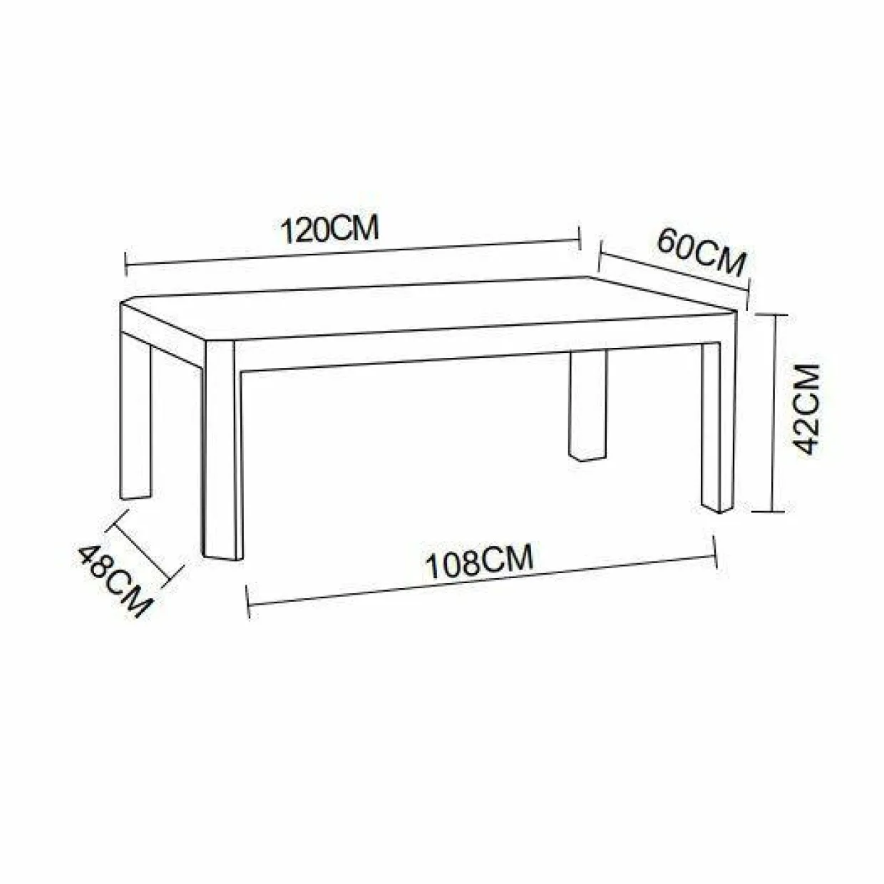 Table basse de jardin rectangulaire en aluminium Ostara Blanc
