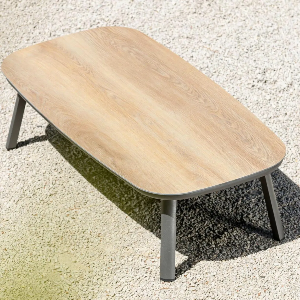 Table basse de jardin rectangulaire en aluminium Amalfi Gris anthracite