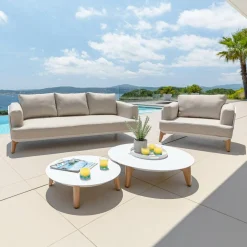 Table basse de jardin ronde (D86 cm) Monte Carlo Blanc