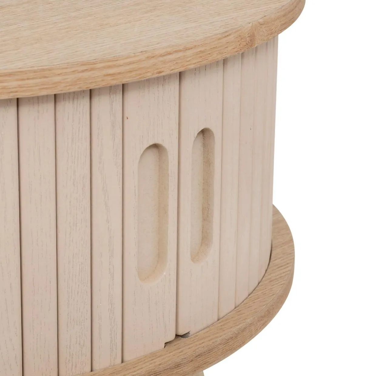 Table basse ronde en bois (H40 cm) Nysos Crème