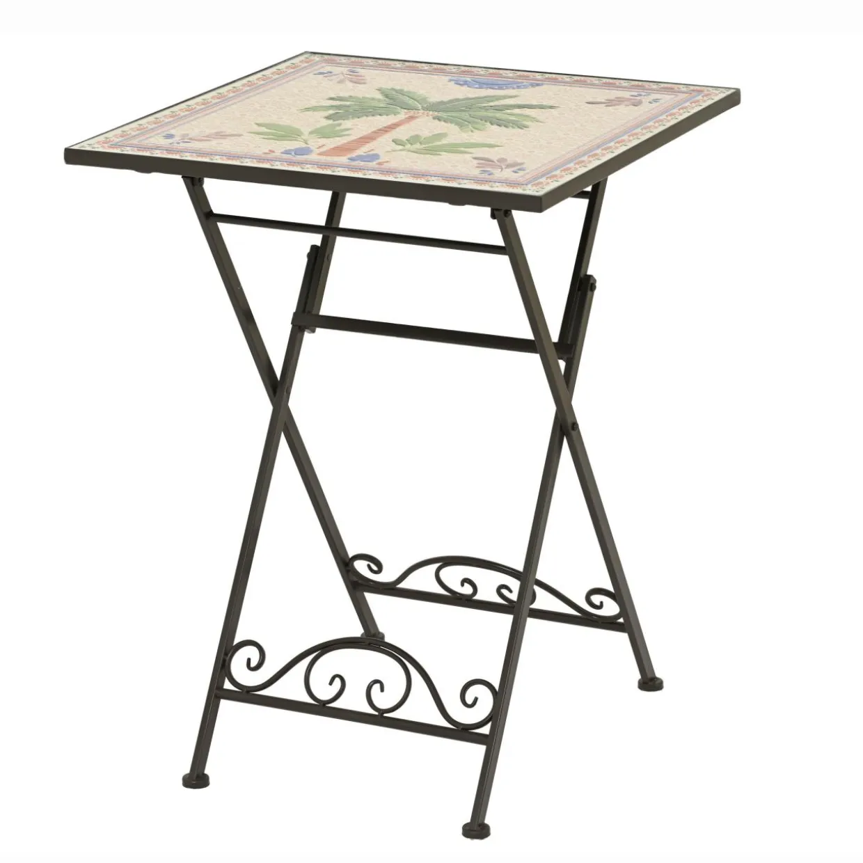 Table bistrot carrée pliable en mosaïque (58 x 58 cm) Havana Brun