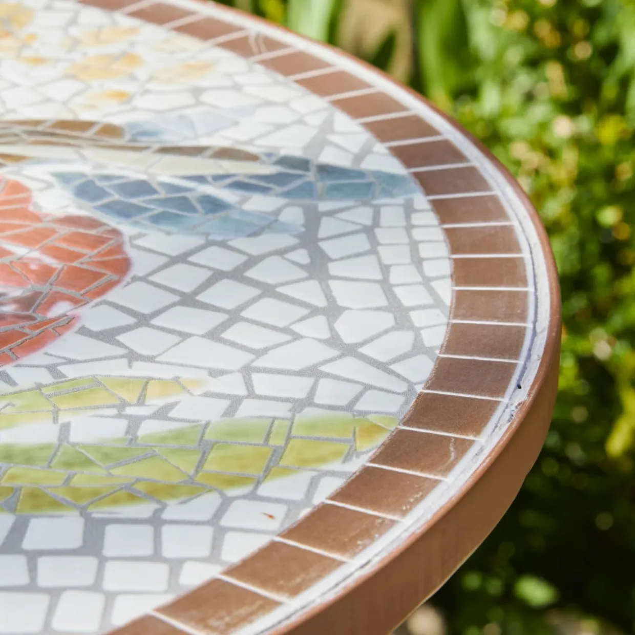 Table bistrot ronde en mosaïque Aberdeen Marron