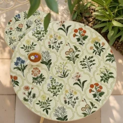 Table bistrot ronde pliable en faïence (D58 cm) Coimbra Crème