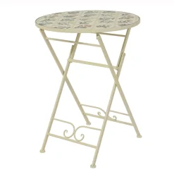 Table bistrot ronde pliable en faïence (D58 cm) Coimbra Crème