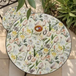 Table bistrot ronde pliable en faïence (D58 cm) Lisse Pastel