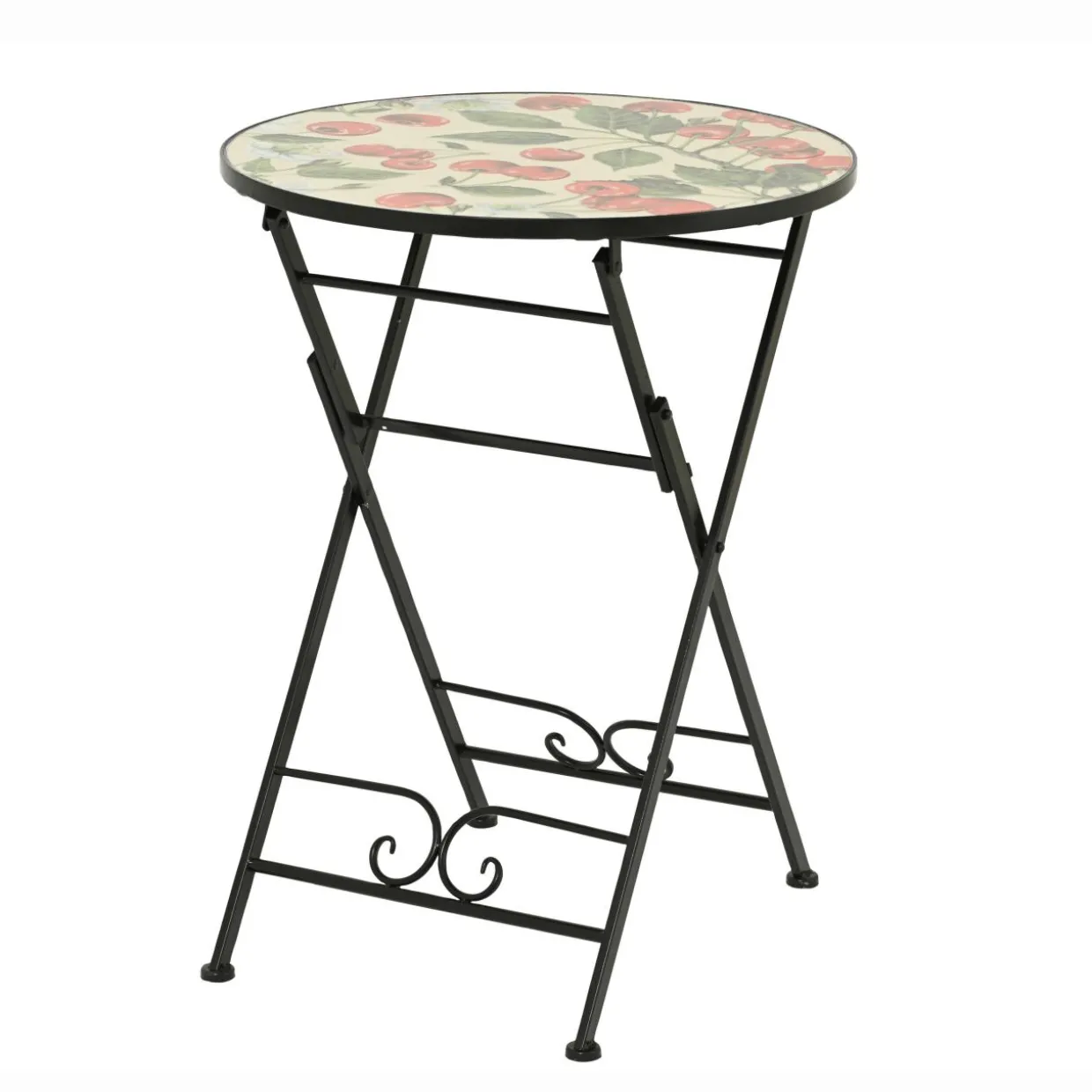 Table bistrot ronde pliable en faïence (D58 cm) Munich Rouge