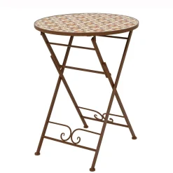 Table bistrot ronde pliable en mosaïque (D58 cm) Madrid Marron