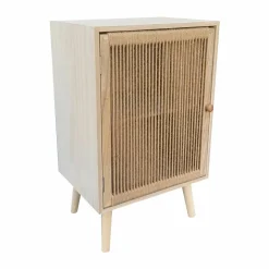 Table d'appoint bois et corde de chanvre (H65 cm) Manille Beige
