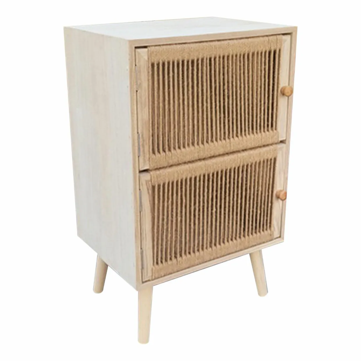 Table d'appoint bois et corde de chanvre (H65 cm) Double Manille Beige