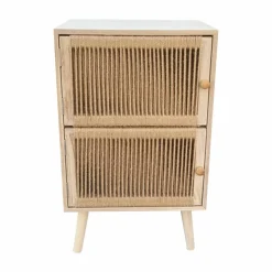 Table d'appoint bois et corde de chanvre (H65 cm) Double Manille Beige