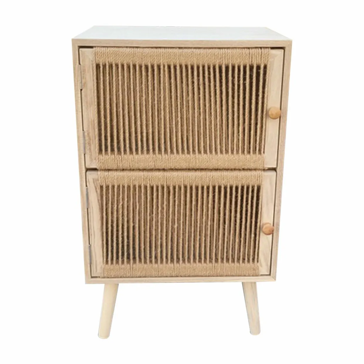 Table d'appoint bois et corde de chanvre (H65 cm) Double Manille Beige