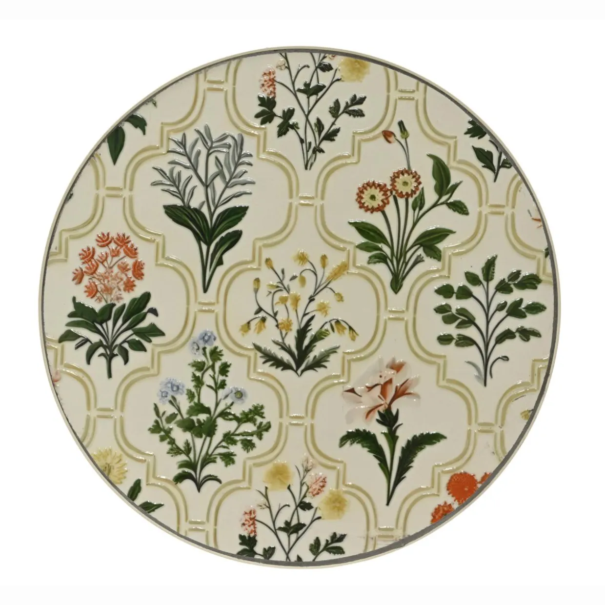 Table d'appoint ronde en mosaïque (H46 x D39 cm) Coimbra Crème