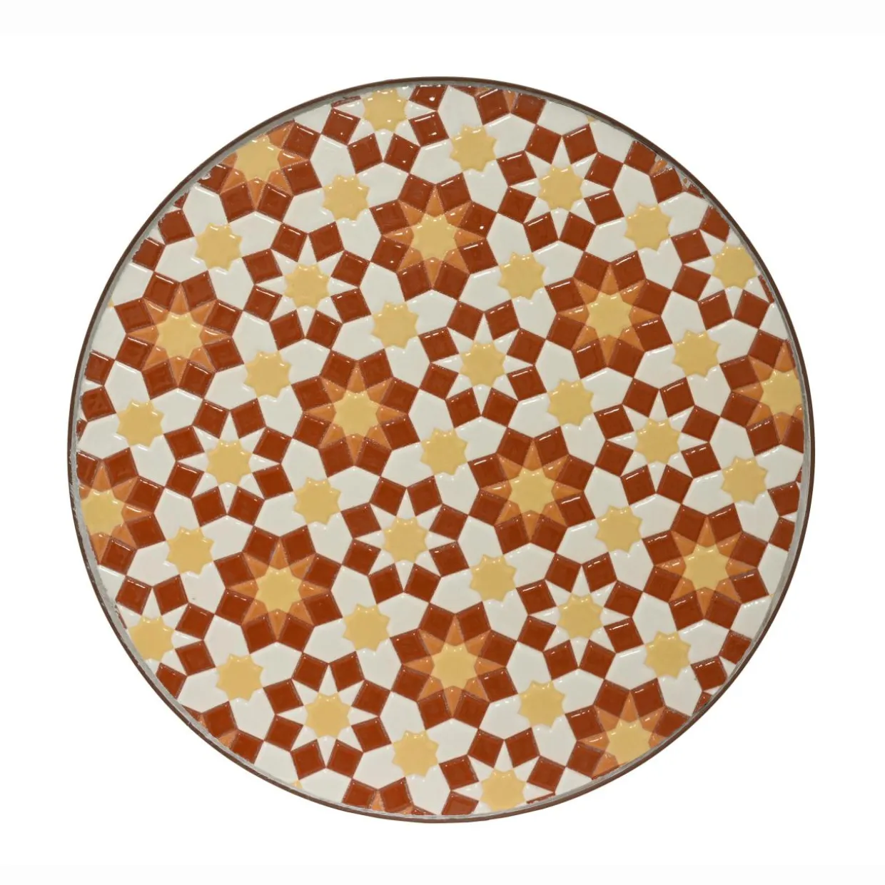 Table d'appoint ronde en mosaïque (H46 x D39 cm) Madrid Marron