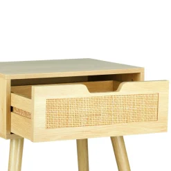 Table de Chevet Bois et Cannage (60 cm) Beige