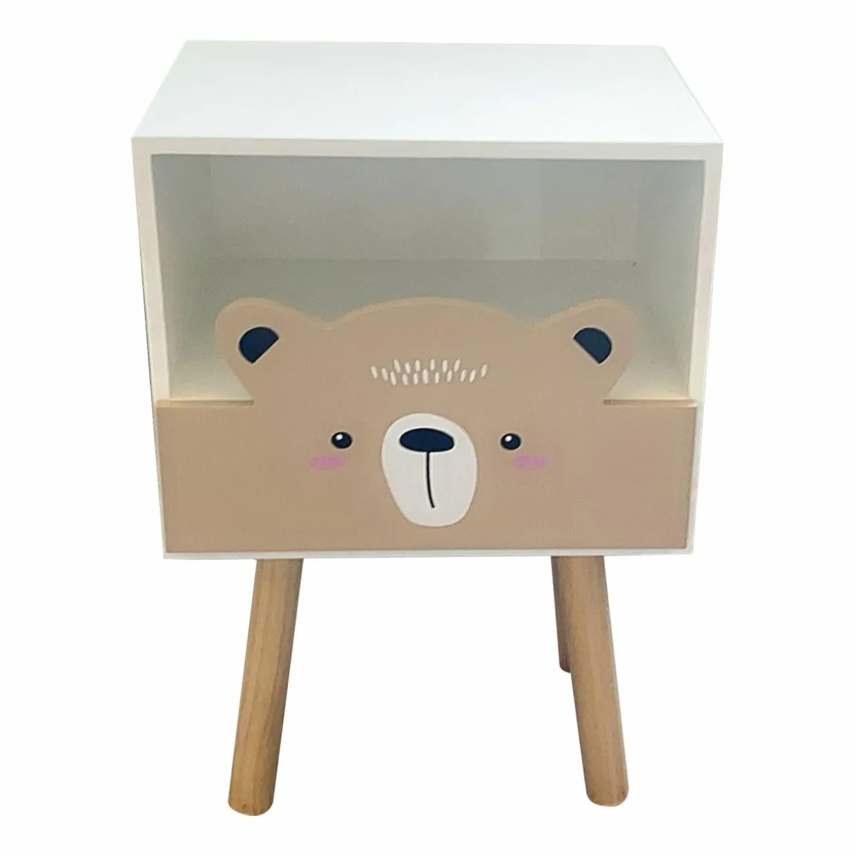 Table de chevet enfant bois (H45 cm) Ourson Marron