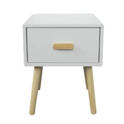 Table de chevet enfant 1 tiroir bois (H44 cm) Livio Blanc