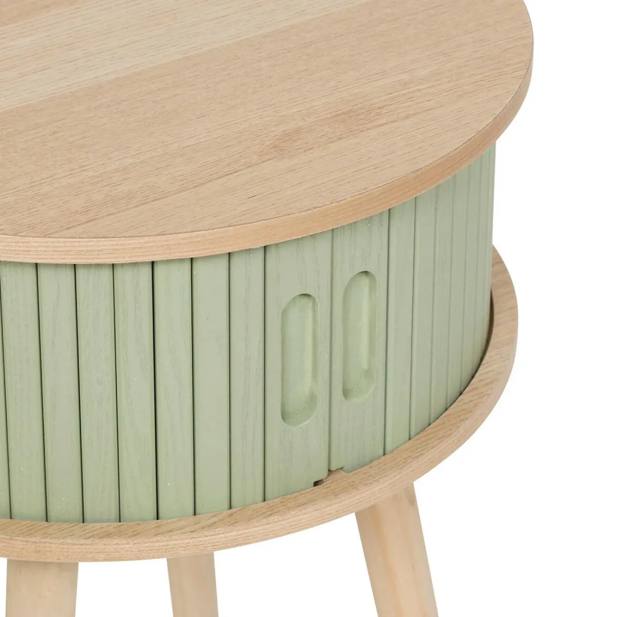 Table de chevet ronde en bois (H54 cm) Nysos Vert d'eau