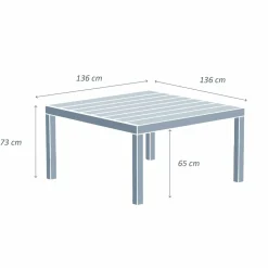 Table de jardin carrée aluminium 8 places (136 x 136 cm) Murano Vert olive