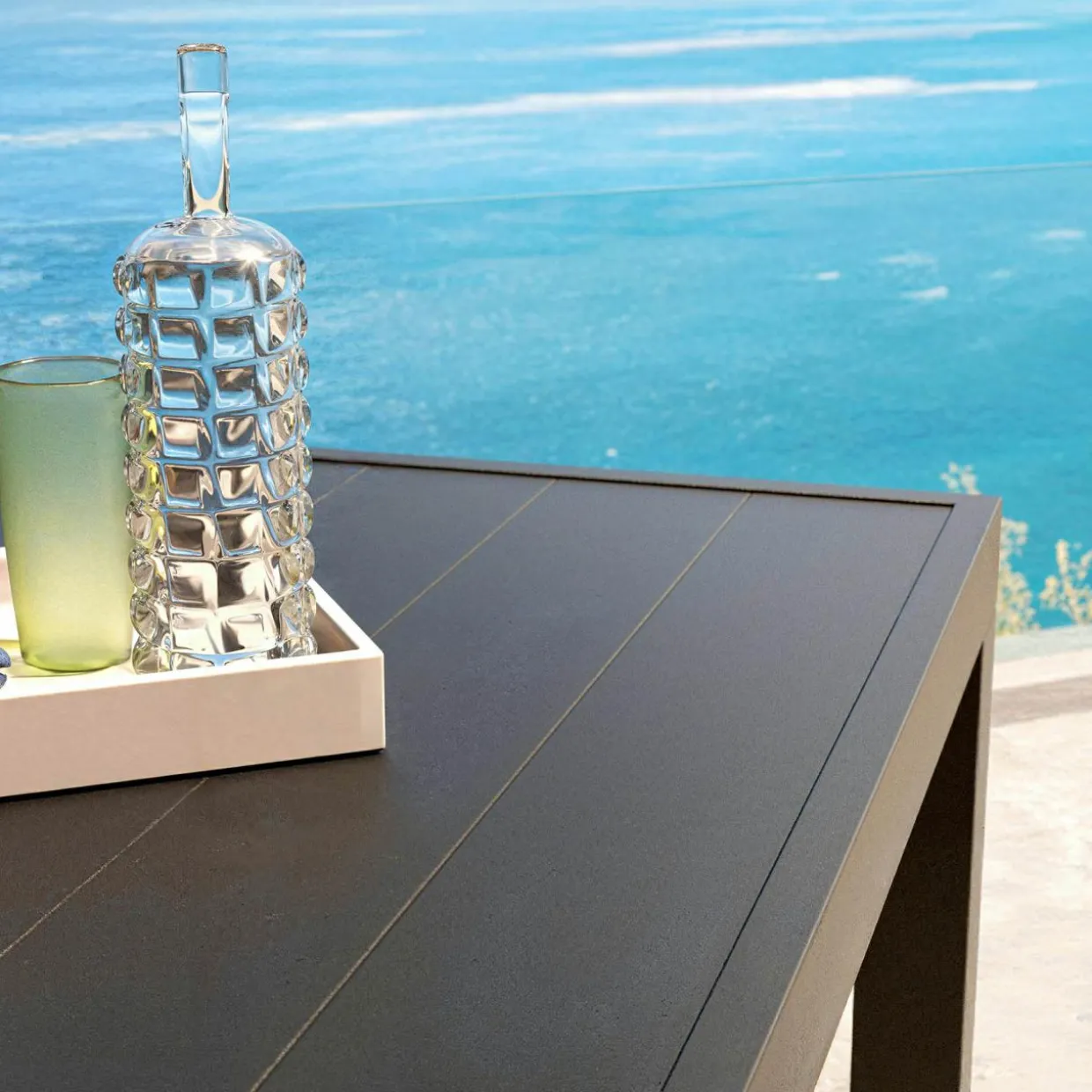 Table de jardin carrée aluminium 8 places (136 x 136 cm) Murano Gris anthracite