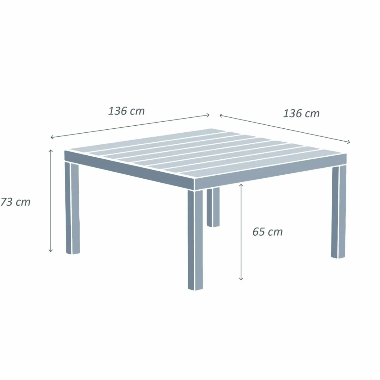 Table de jardin carrée aluminium 8 places (136 x 136 cm) Murano Gris anthracite