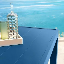 Table de jardin carrée aluminium 8 places (136 x 136 cm) Murano Bleu pétrole