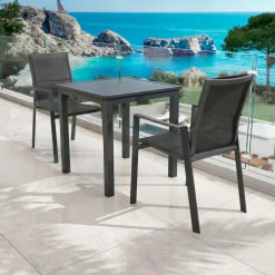 Table de jardin carrée aluminium 4 places (70 x 70 cm) Murano Gris anthracite