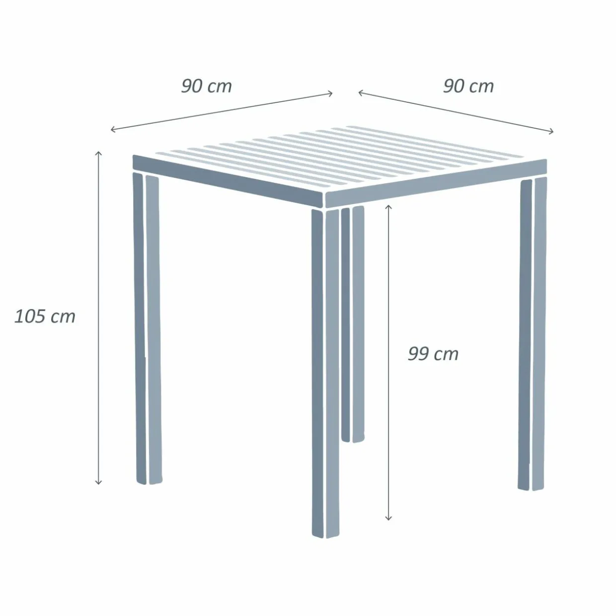 Table de jardin carrée haute aluminium 4 places (90 x H105 cm) Murano Gris anthracite