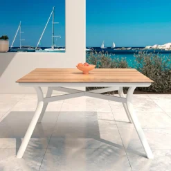 Table de jardin carré en aluminium 8 places (136 x 136 cm) Amalfi Blanc