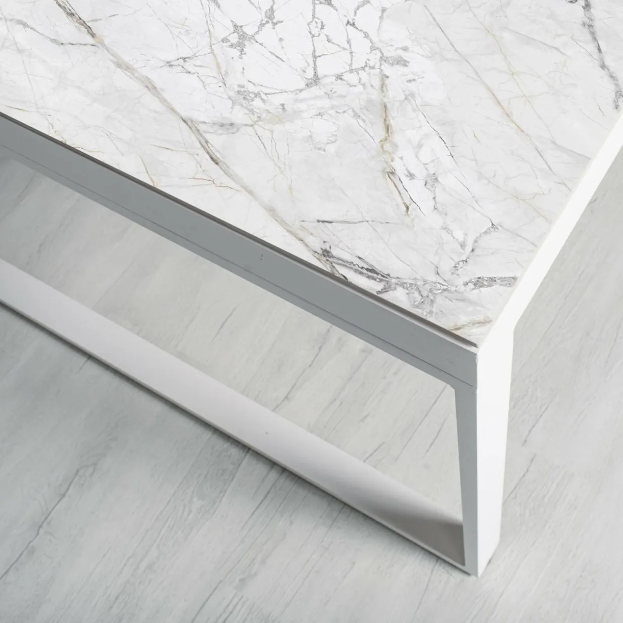 Table de jardin en aluminium et céramique 12 places (260 x 120 cm) Kore Blanc marbré