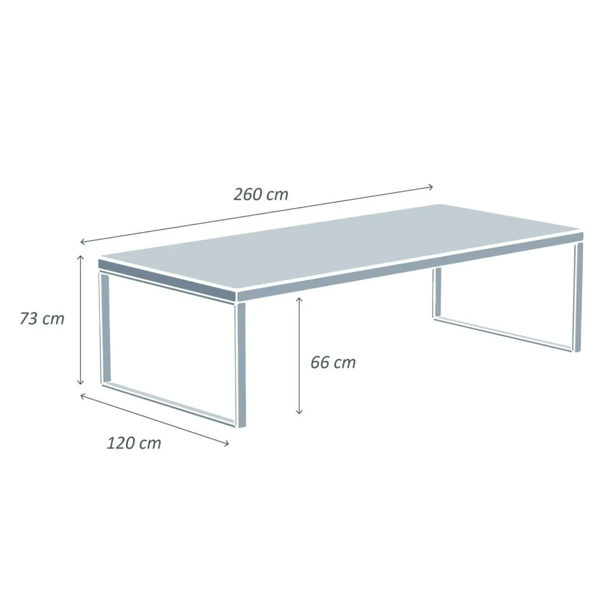 Table de jardin en aluminium et céramique 12 places (260 x 120 cm) Kore Blanc marbré
