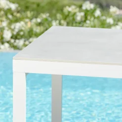 Table de jardin en aluminium et céramique 8 places (180 x 90 cm) Kore Blanc et gris clair