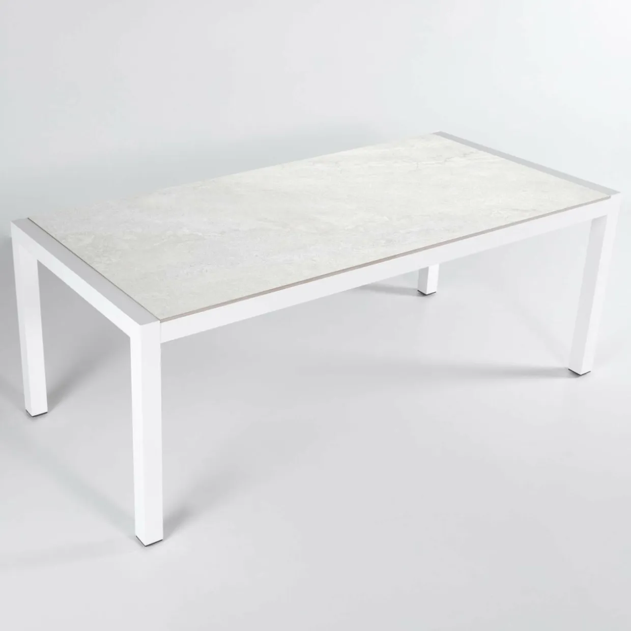Table de jardin en aluminium et céramique 6 places (150 x 75 cm) Modena Blanc