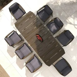 Table de jardin en bois teck 8 places (260 x 100 cm) Cap Ferrat Marron foncé