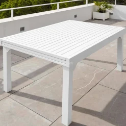 Table de jardin extensible aluminium 10 places (135/270 x 90 cm) Murano Blanc