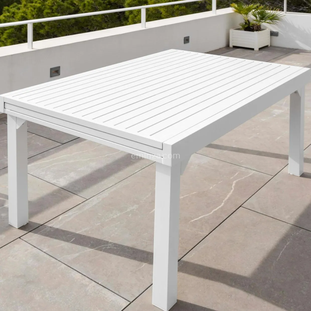 Table de jardin extensible aluminium 10 places (135/270 x 90 cm) Murano Blanc