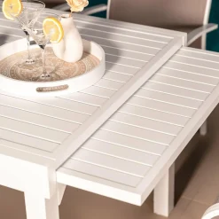 Table de jardin extensible aluminium 10 places (135/270 x 90 cm) Murano Blanc